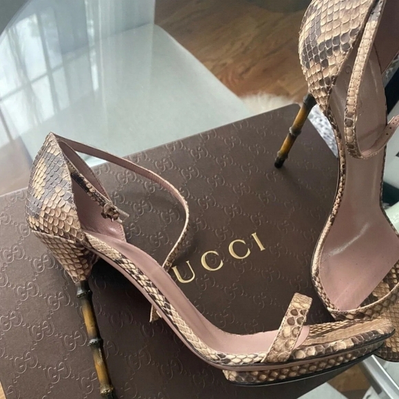 Gucci Python Ankle Strap Heels w/ Bamboo Heel | Authentic | Box Included - Picture 3 of 7